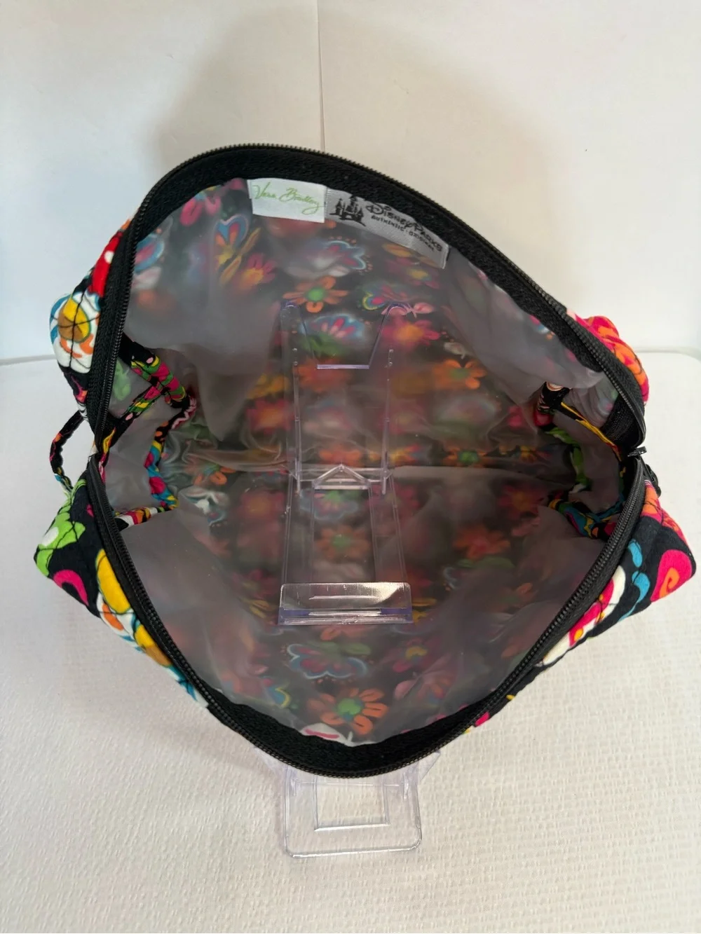 Vera Bradley Disney Mickey & Minnie Quilted Cosmetic Bag - Black Floral